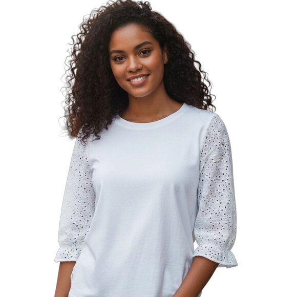 Anthropologie eri + ali  Eyelet Sleeve Top - Picture 1 of 7